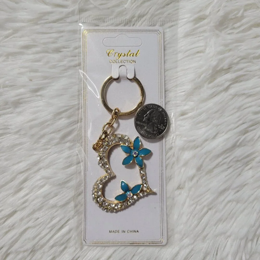 Crystal Collection Floral Heart Keychain